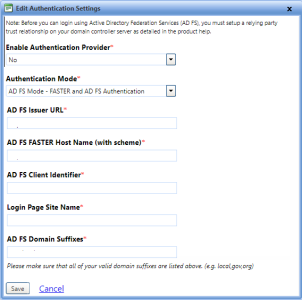 Edit authentication settings adfs dialog box